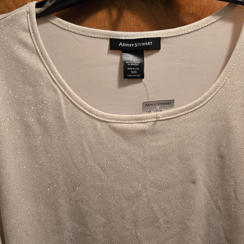 Ashley Stewart Cream Sparkle Top